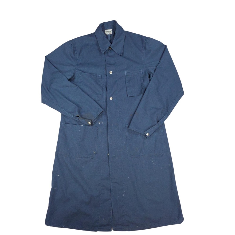 70s Madewell Vintage Workwear Shop Coat Mens 40 Blue Chore Jacket Cotton Canvas